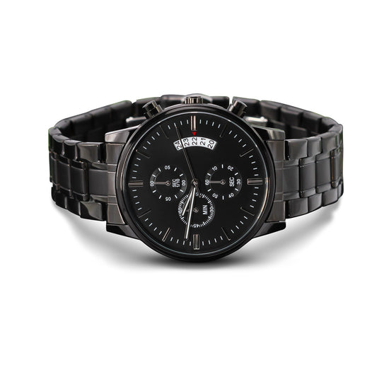 Engraved Black Chronograph Watch | Customizable